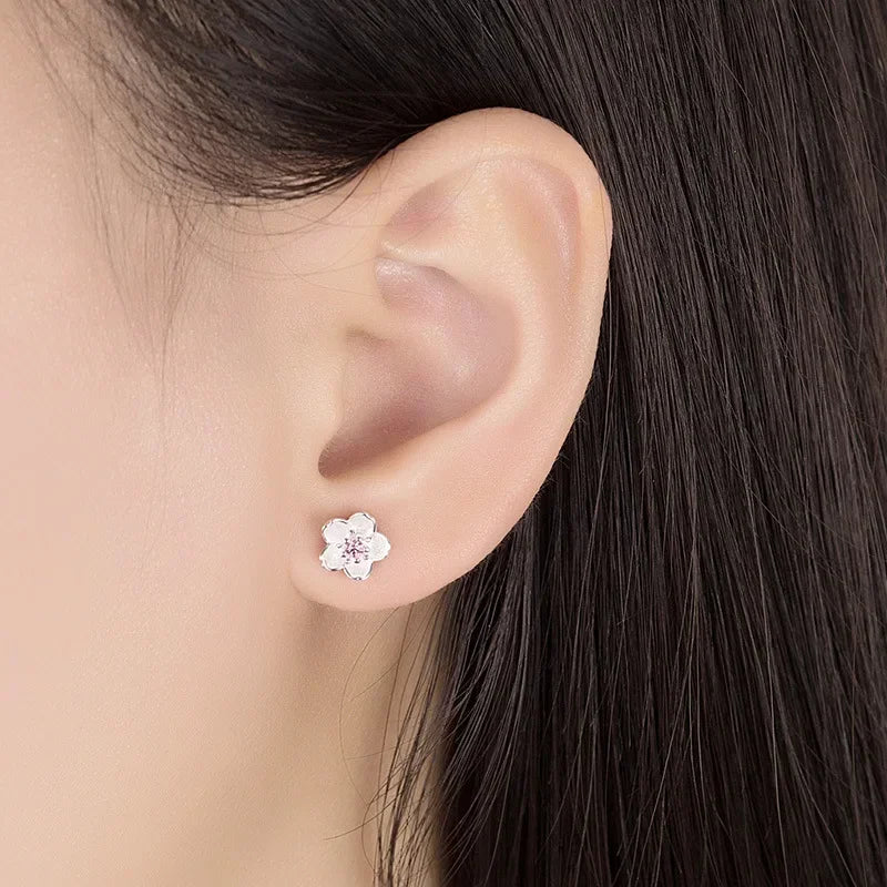 New arrive 925 Sterling Silver Crystal Jewelry custom Flower Stud Earrings For Women wedding accessories Holiday gifts