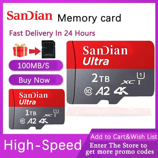 Original SD Card 2T 1T Large Capacity Memory Cards Micro TF sd Card 512GB High Speed Flash Card for PC/Desktop/Mac/Cameras