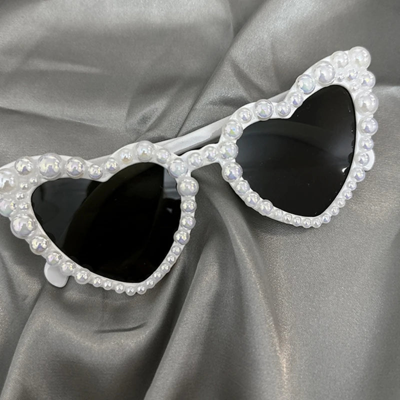 Wedding Party Pearl Frame Sunglasses for Bride Adult Carnivals Taking Photo Glasses Seaside Party Heart Frame Sunglasses T8NB