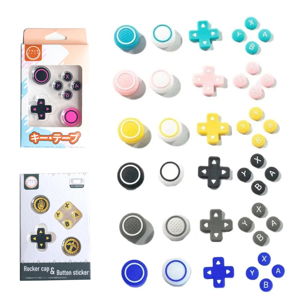 Silicone Soft D-pad Cross Direction Button ABXY Key Sticker Skin Case For Switch Lite Thumb Stick Grip Cap Cover Protector