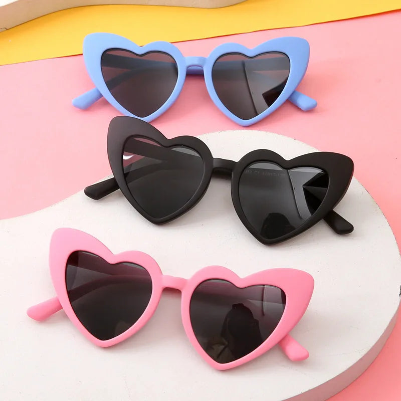 3-9 Year Kids Heart Sunglasses Vintage Heart-Shaped Toddler Sunglasses Cute Pink Boys Girls Outdoor Children Cartoon Eyewear