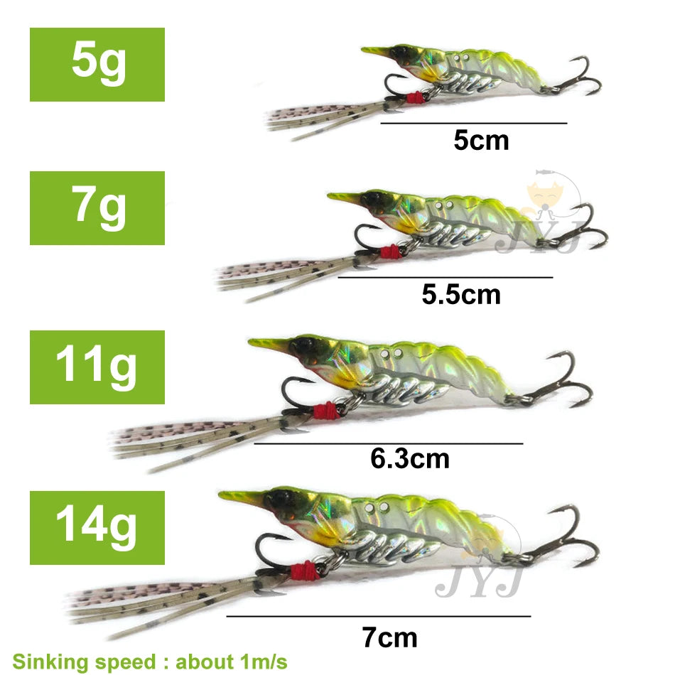 1pc 5g/7g/11g/14g Long throw Shrimp Lures Metal VIB Sinking Wobbler Hooks for Pike Walleye Bass with Accessories Tackle