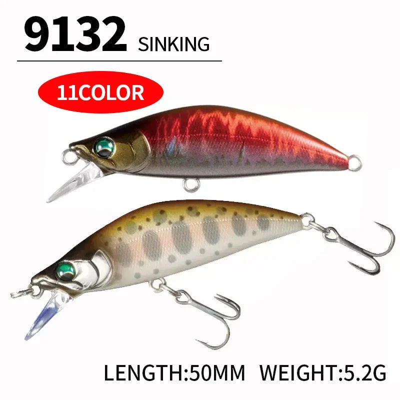 Japan Design Pesca Wobbling Fishing Lure 50mm 5.2g Sinking Minnow Isca Artificial Baits for Bass Perch Pike The Stream Trout