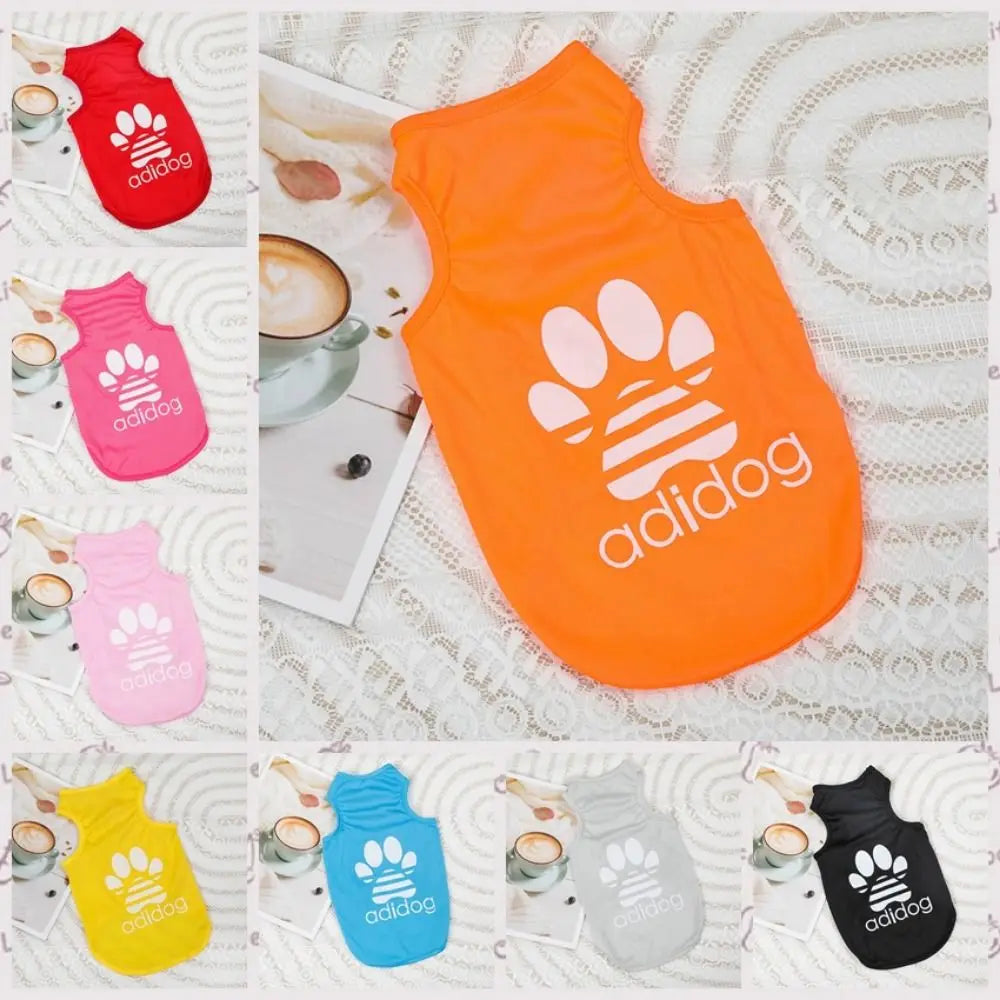 Dog Tank Top Puppy Cat Breathable Cool Mesh T Shirt Cartoon Print Dog Sun Protection Clothing Polyester Cat Thin Vest Summer