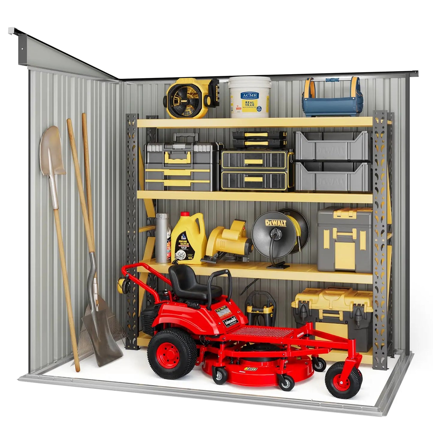 Outdoor Storage Shed Clearance, Metal Outdoor Storage Cabinet with Double Lockable Doors, Waterproof Tool, Customized
