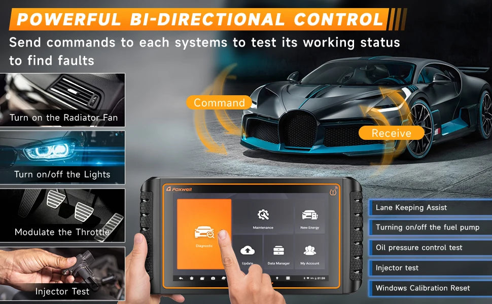 2025 FOXWELL Professional Car Scanner NT1009 Bidirectional Test Advanced ECU Coding 34+ Reset All System Diagnosis OBD2 Scanner