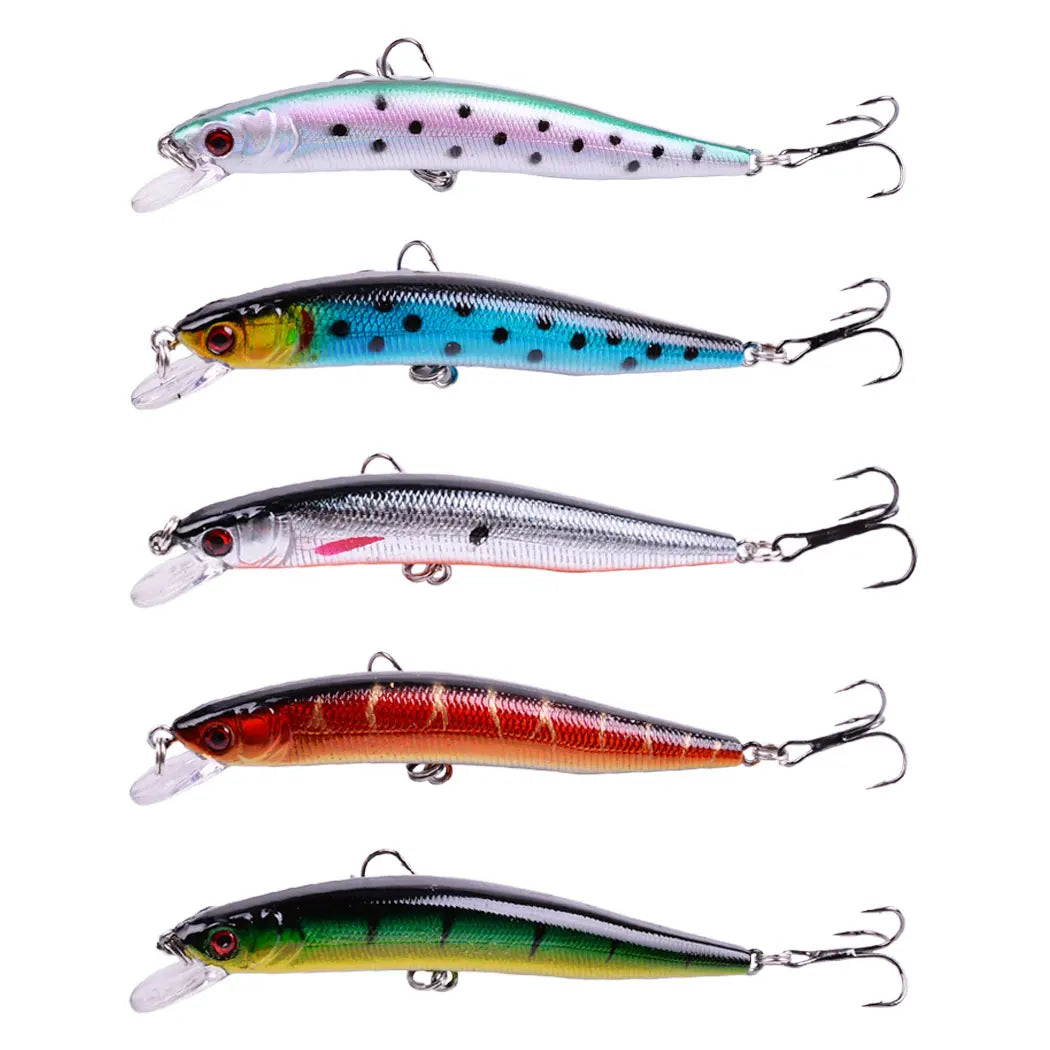 5PC Minnow Wobblers Lure 3D Eyes Hard Plastic Lures Crankbait Wobbler Artificial Bait 10CM/8.6G Good Fishing Tackle Sea Bass Set