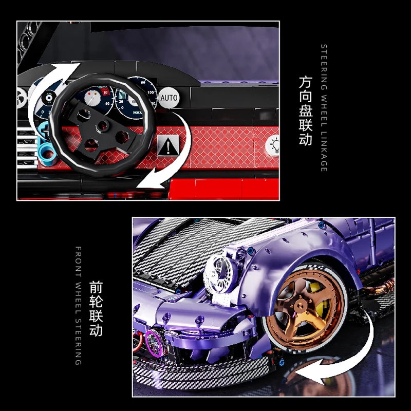 IN STOCK 10544 MOC Technical Remote Control Sports Car Building Blocks Assembling Bricks Model Toys for Boys Christmas Gift Set