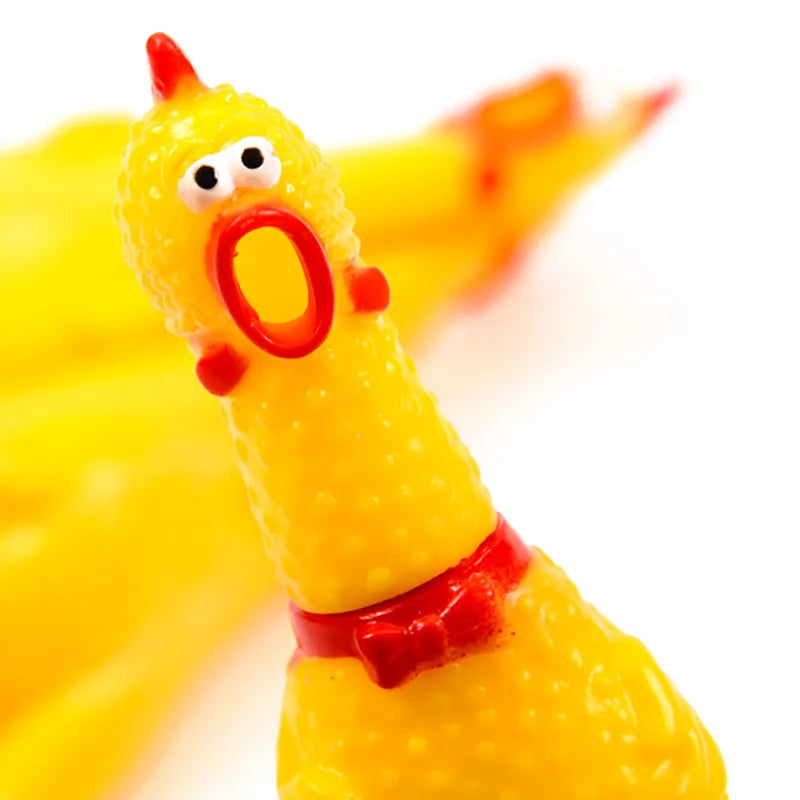 Fashion Pets Dog Squeak Toys Screaming Chicken Squeeze Sound Toy For Dogs Super Durable Funny Yellow Rubber Chicken Dog Chew Toy