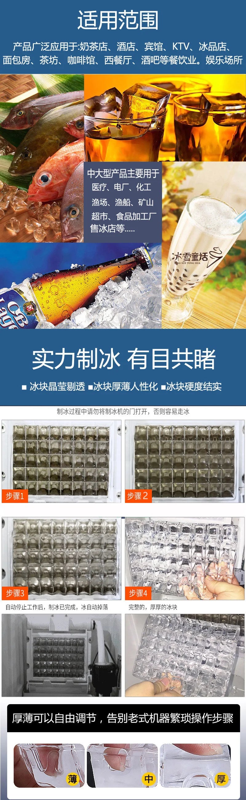 Commercial Ice Machine, Special For Milk Tea Shop, Fully Automatic, Small Square Large Ice Cube Machine, Large Capacity