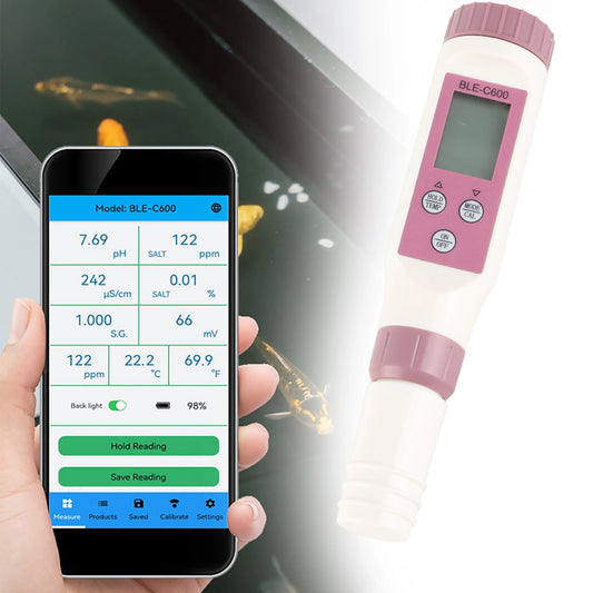 Water Quality Detection Pen Smart 7 in 1 High Sensitivity Probe Bluetooth PH TDS EC ORP SG Salinity Temperature Meter