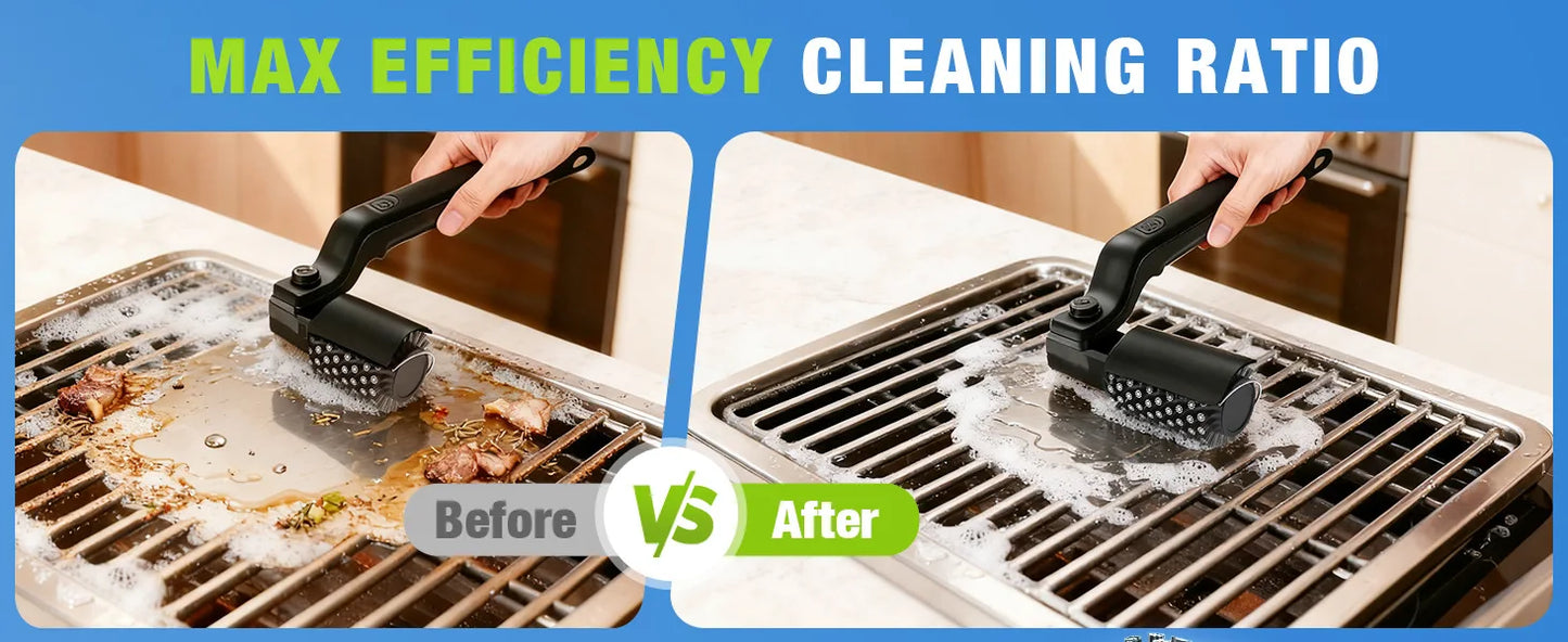 Electric Grill Brush 2600mAh Cordless Rechargeable 3-Speed & Angle Adjust Rotary Grill Cleaning Brush for Barbecue Grates