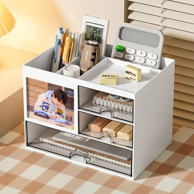 Desktop Storage Drawer Stackable Multi-compartment Desk Organizer Cosmetics Storage Holder Stationery Storage Box for Office