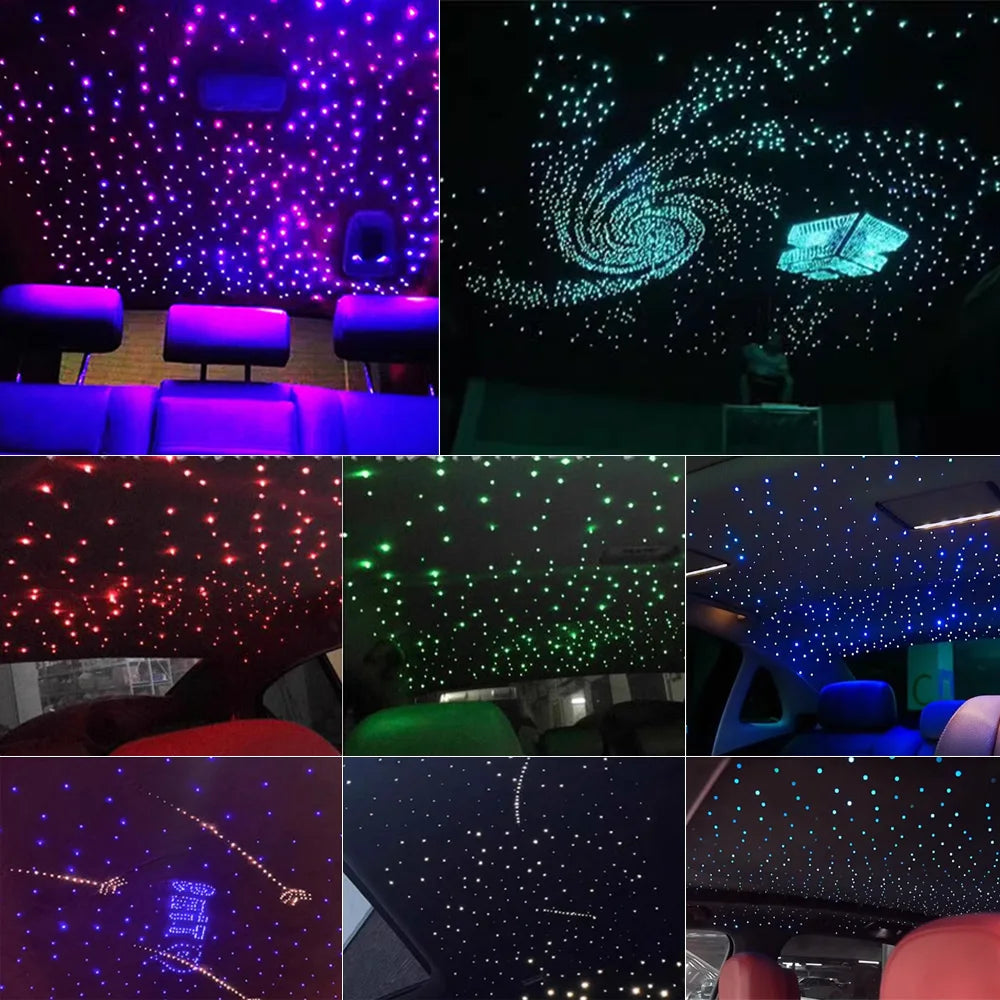 16W LED Twinkle RGBW Roof Fiber Optic Starry Sky Lights For Car Interior Ceiling Lighting Kit APP Music Control LED Ambient Lamp