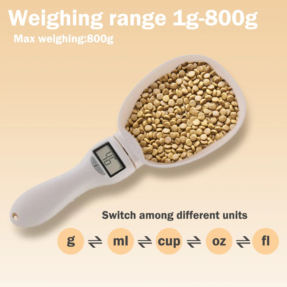 Pet Food Scale Spoon Dog Cat Feeding Bowl Kitchen Scale Spoon With Led Display Electronic Measure Cup Portable Pets Accessories