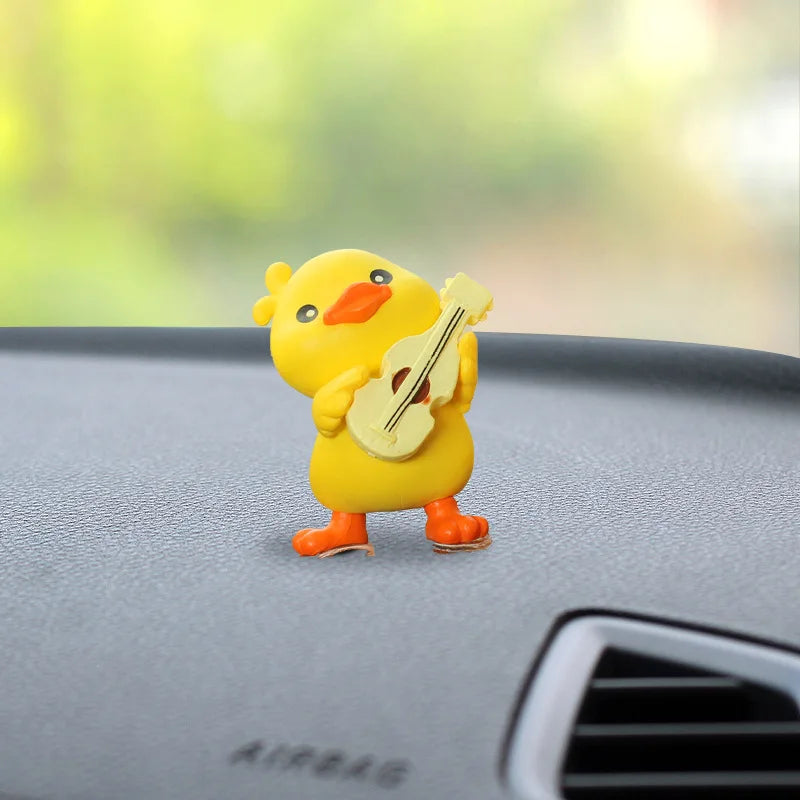 Anime Figure Swing Duck Model Decor Little Yellow Duck Auto Rearview Mirror Hanging Pendant Cute Car Ornaments Accessories Gifts