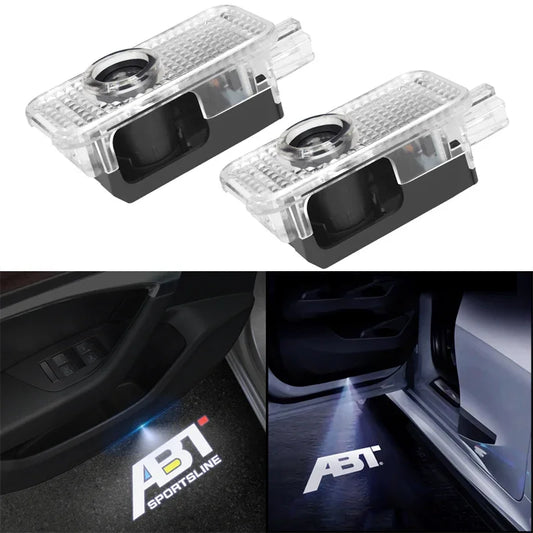 2Pcs LED Car Door Welcome Light Logo Courtesy Projector Lamp for ABT A6 RS6 S5 S4 A8 A4 A1 A3 SQ7 TT RS4 RS3 R8 A5 A7 Q3 Q5 Q7