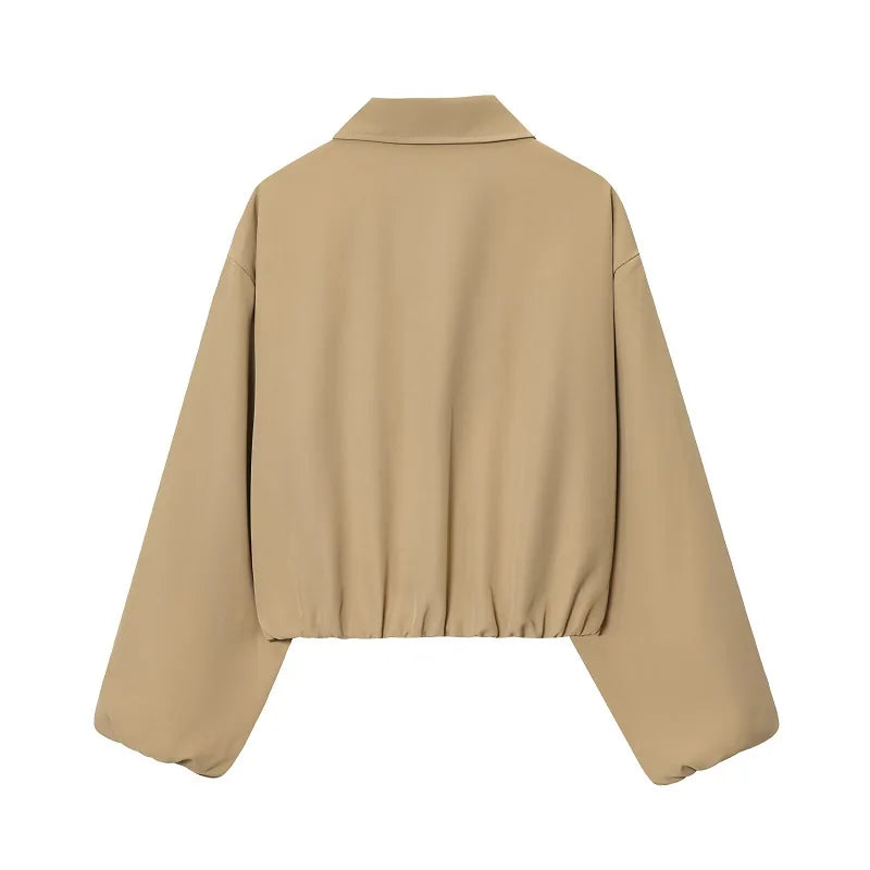 MUJER Puffed Bomber Jackets for Women Zip Varsity Cropped Jacket Woman Demi-season Jacket for Women Outerwears Womens Coats