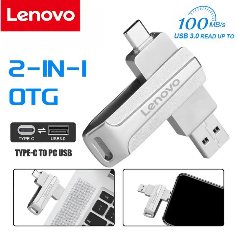 Lenovo 2TB Metal USB Memory Flash Drive 3.0 1TB 128GB High Speed USB Memories 128GB Waterproof OTG Pen Drive Ideas Gift