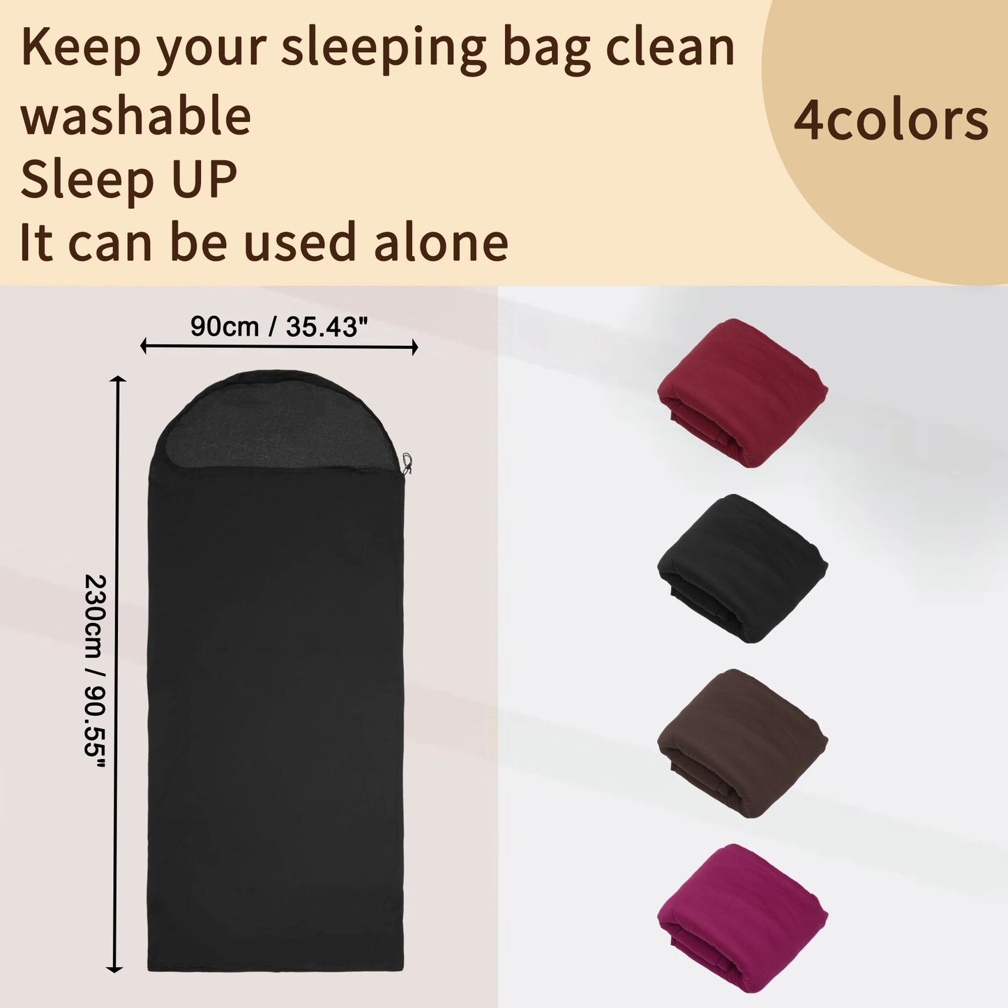 X Autohaux Sleeping Bag Liner Single Sleeping Bag Camping Travel Sheet with Zipper for Camping Travel Hotels 230x90cm