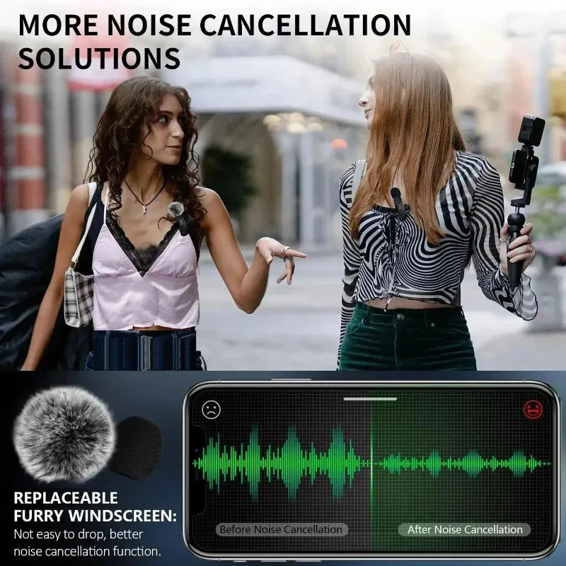 Xiaomi Pink Wireless Lavalier Microphone for iPhone Android PC Live Gaming Phone Portable Audio Video Recording Vlog Microphone