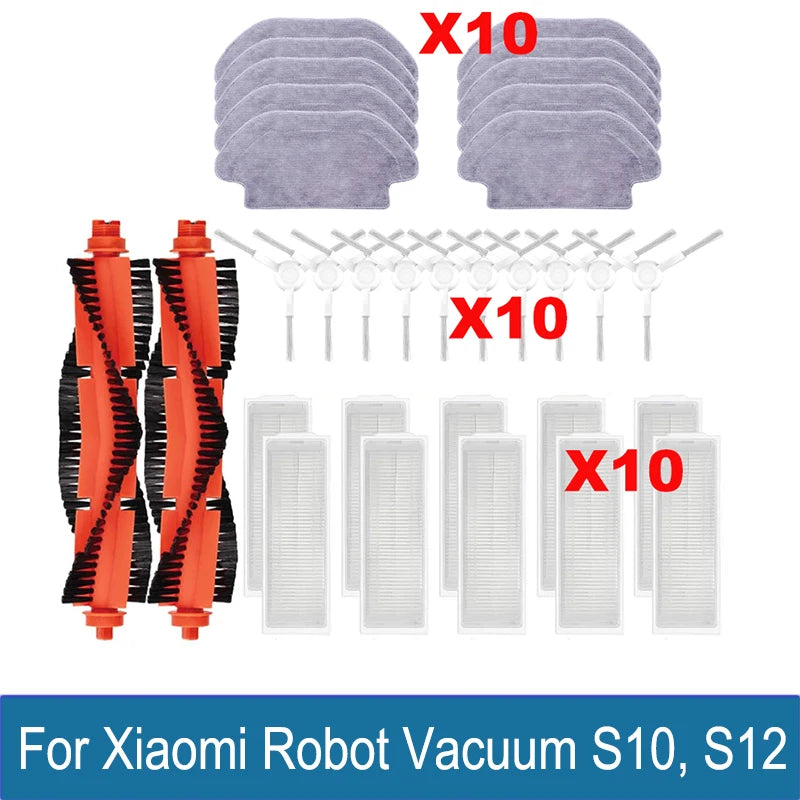 Compatible For Xiaomi Robot Vacuum S10 S12 T12 B106GL/ Mop 2S XMSTJQR2S / 3C B106CN Parts Accessories Main Side Brush Filter Mop