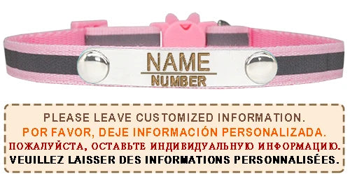 Reflective Cat Collar Custom Engraved ID Personalized with Bell Puppy Pet Breakaway Necklace Accessories Nameplate Collar