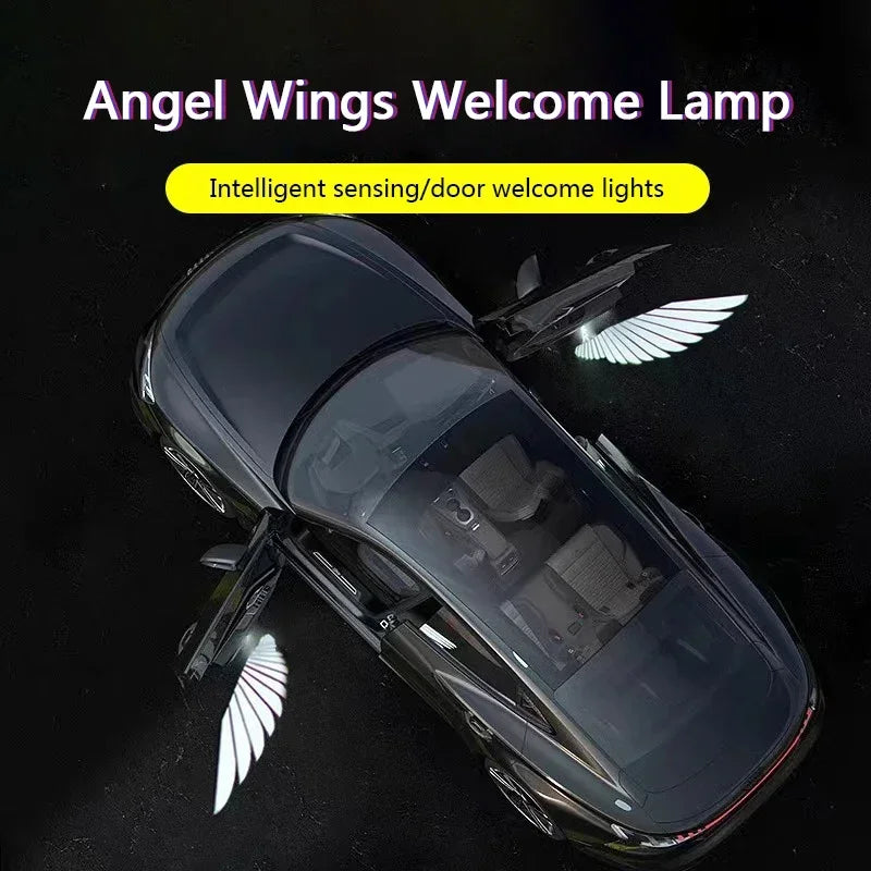 2Pcs CarLED HD Angel Wings Wireless Car Door Welcome Courtesy Shadow Projector Lamp Logo Light Cars Accessories