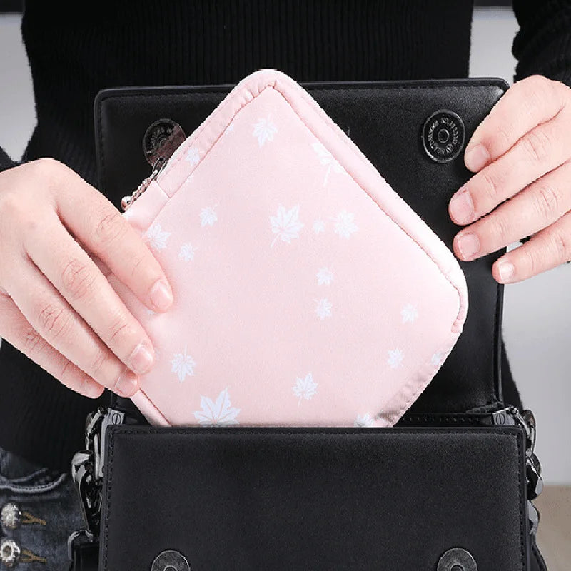 Simple Pattern Sanitary Pad Pouch Lovely Girls Organizer Purse Napkin Towel Storage Bags Women Cosmetic Makeup Small Case