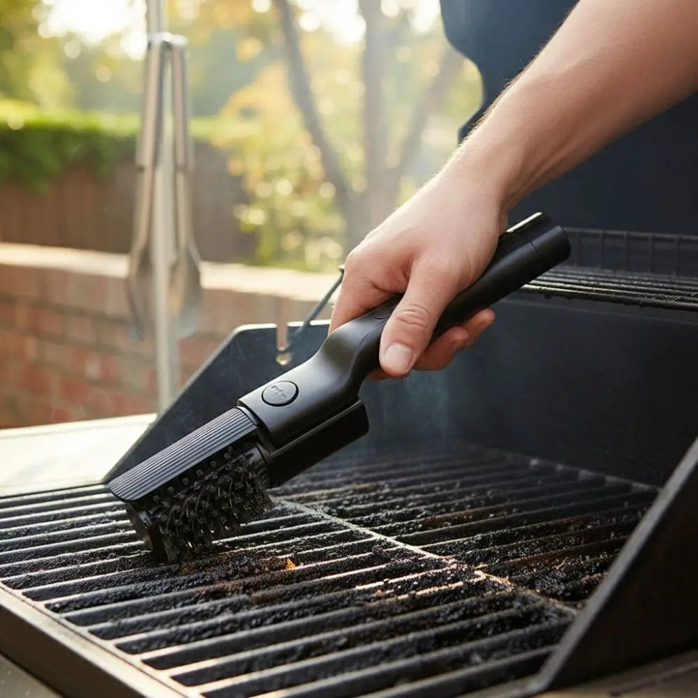 360 Degree Rotate Electric Grill Brush Adjustable Angle Rechargeable BBQ Grill Cleaner Wireless with Replacement Brush Head