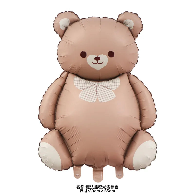 Coffee Brown Teddy Bear Balloon Number Heart Balloon set kid Birthday Party Decoration Baby Shower wedding Valentine's Day decor