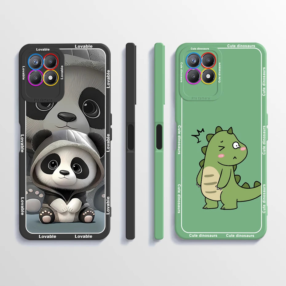 Case For Realme Narzo 50 Cover Liquid Soft Silicone Cute Panda Phone Covers for Realme Narzo 50 4G Cases Fundas RMX3286 Narzo50