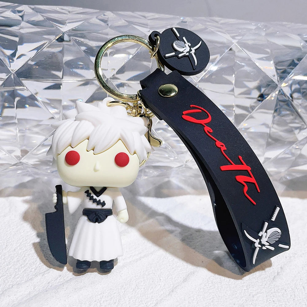 Anime Bleach Keychain Cosplay Kurosaki Ichigo Silicone Pendant Keyring Car Backpack Key Holder Accessories for Fans Quality Gift