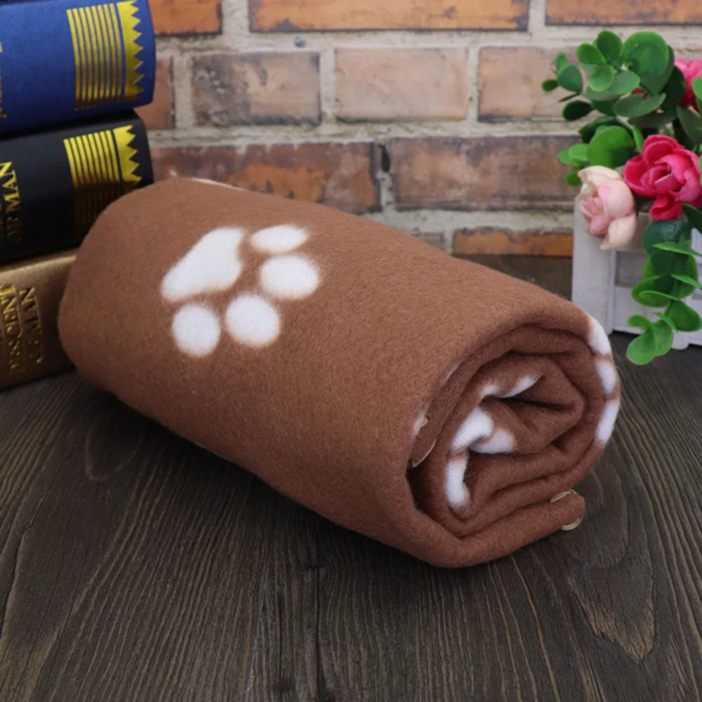 Puppy Dog Blanket Winter Pet Blankets Paw Prints Pet Cushion Small Dog Cat Bed Cover Soft Warm Sleep Mat for Bulldog Chihuahua