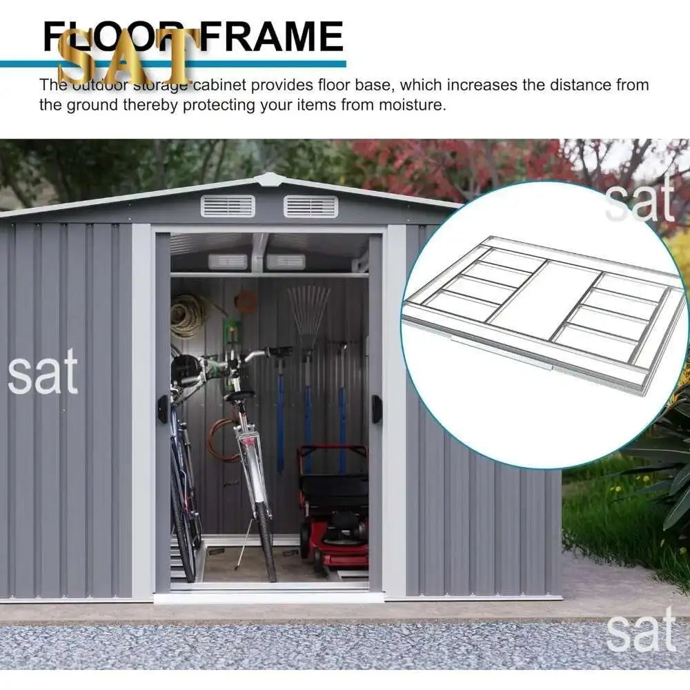 6Ft X 8Ft Outdoor Metal Storage Shed, Garden Shed Tool House With Lockable Double Doors & Vents