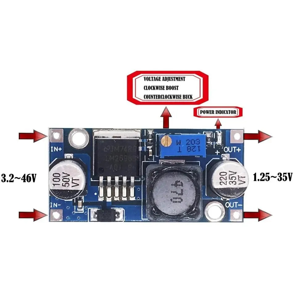 5 Pack LM2596S Buck Converter DC to DC Converter High Efficiency Voltage Regulator 3.0-40V to 1.5-35V Buck Converter Adjustable