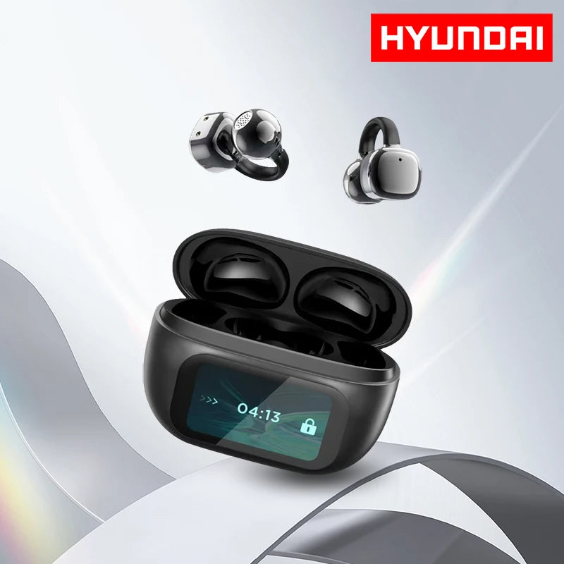 HYUNDAI HY-C02 Ear Clip Screen Display Earphones Wireless Bluetooth Headphones  Mic High Sound Stereo Sound Earbuds