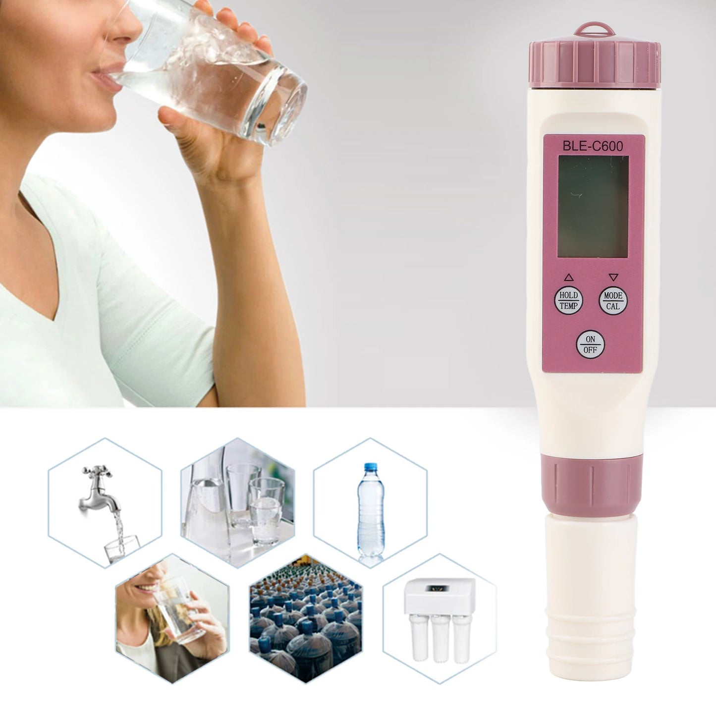 Water Quality Detection Pen Smart 7 in 1 High Sensitivity Probe Bluetooth PH TDS EC ORP SG Salinity Temperature Meter