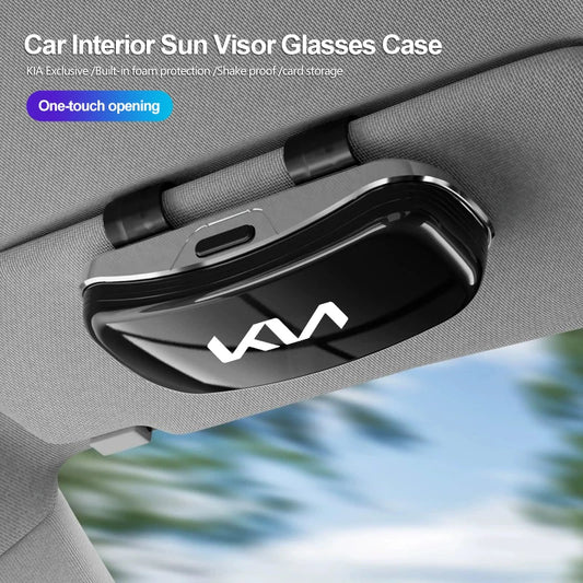 Car Emblem Sun Visor Glasses Case Sunglasses Storage Gift Box For Kia Sportage Seltos Sorento Rio Carnival Borrego Ceed Niro EV6