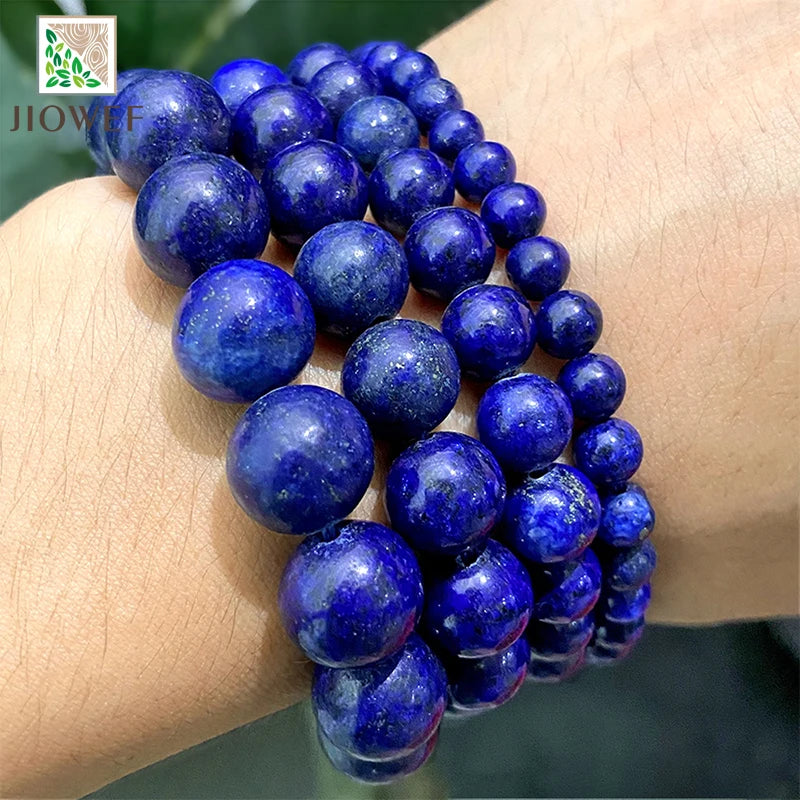 Smooth Natural Stone Lapis Lazuli Spacer Round Beads for Jewelry Making DIY Fashion Bracelet Earrings 15"Strand 4/6/8/10/12/14mm