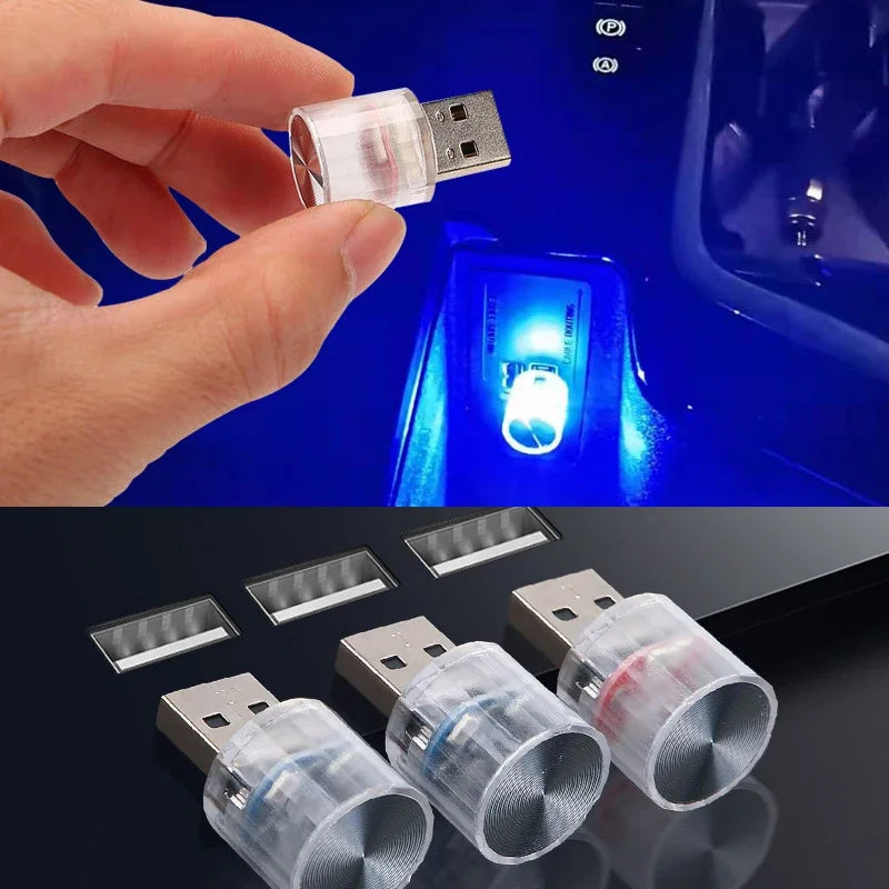 1PC Car Mini USB Led Atmosphere Light For Party Ambient Automotive Portable Plug and Play Car Decorative Interior Lamp 12V