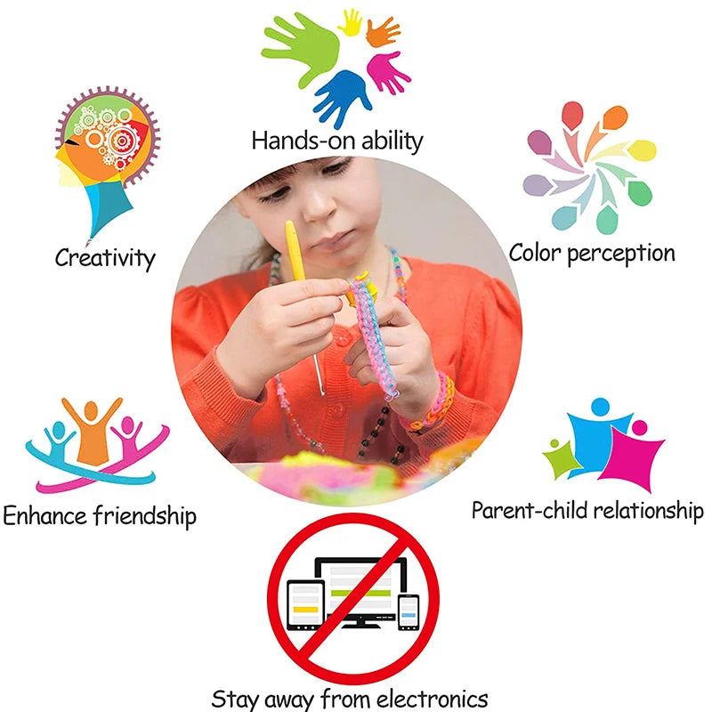 600/1500 Colored Rubber Band Bracelet Making Kit Rubber Band Filling Kit Children Bracelet Knitting Kit DIY Handmade Toys