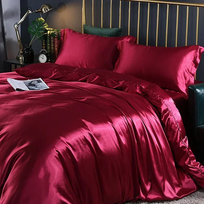 blending Mulberry Silk Bedding Set Silky High-end Queen Size Duvet Cover Set with Fitted Sheet Luxury Bedding Sets King Bed Sets