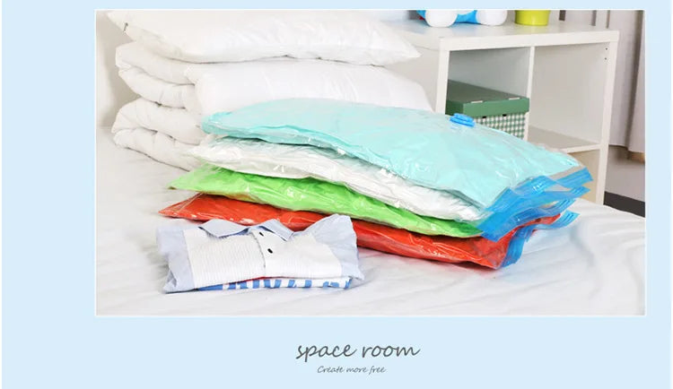 5PCS Vacuum Storage Bags Travel Compression Package  Compressed Closet Home Organizer for Pillows Clothes Bedding Foldable Seal