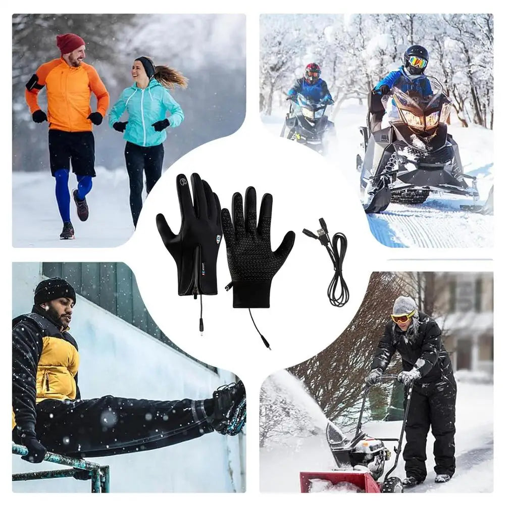 Heated Work Gloves Rechargeable Hand Warming Gloves Non-Slip Winter Gloves With Zipper Design Ice Fishing Gear For Men Women