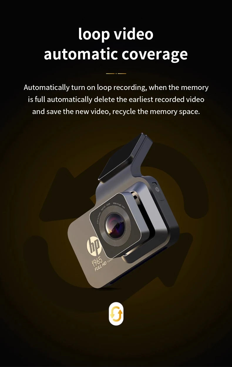 HP F965 In-Car Camera Dash Cam Ultra HD Night Vision WiFi Digital Video Recorder Loop Recording Parking Monitoring In-Car Camera