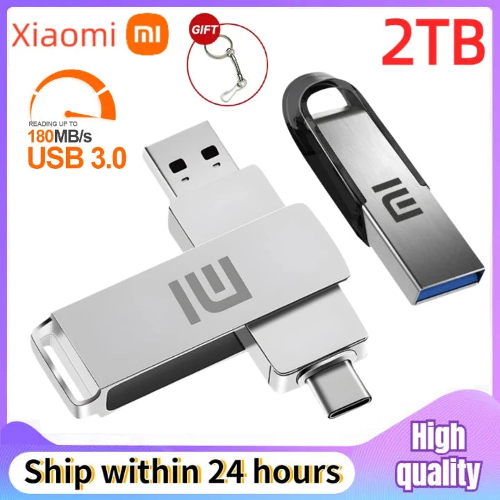 Original Xiaomi Metal USB Flash Drive 2TB USB U Disk Flash Drives High Speed Pendrive 1TB Portable USB Memory Drive Accessory