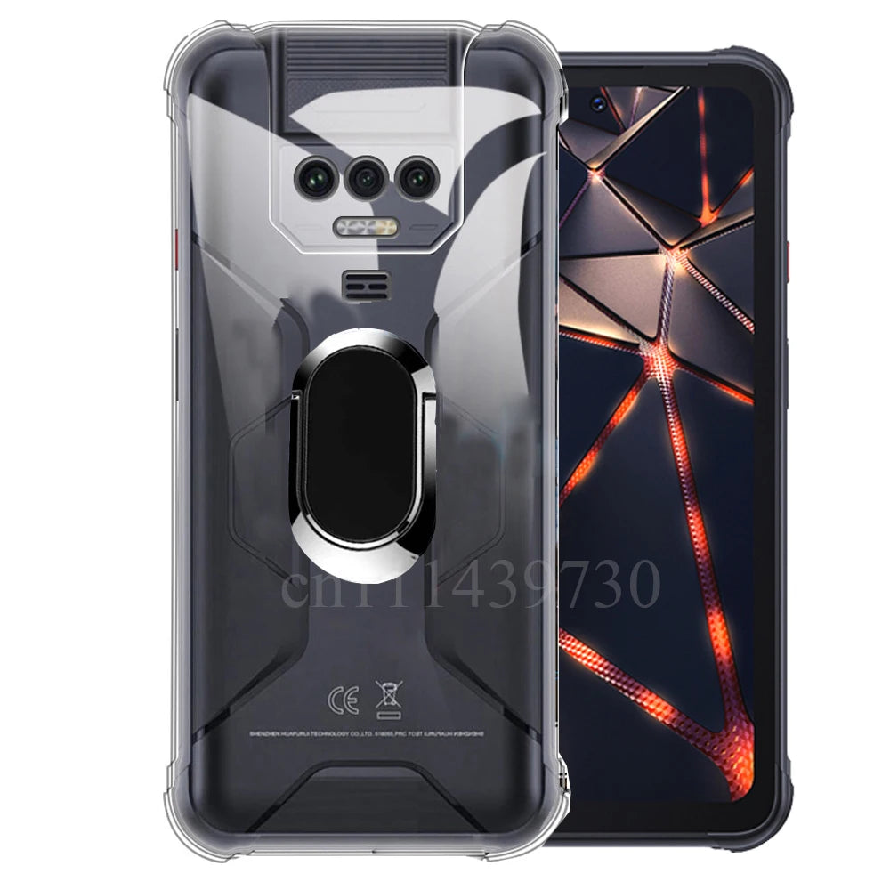 For Cubot KingKong 8 Power Ring Holder Case Black Soft TPU Camera Protection Back Phone Case For Cubot KingKong Power 6.5"