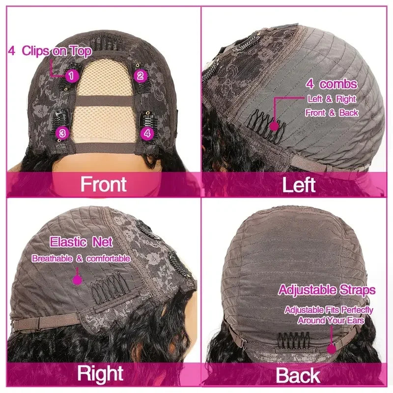 250% Kinky Straight U Part Wigs Human Hair No Leave Out No Glue Brazilian Body Wave U Part Human Hair Wigs For Women Virgin Hair