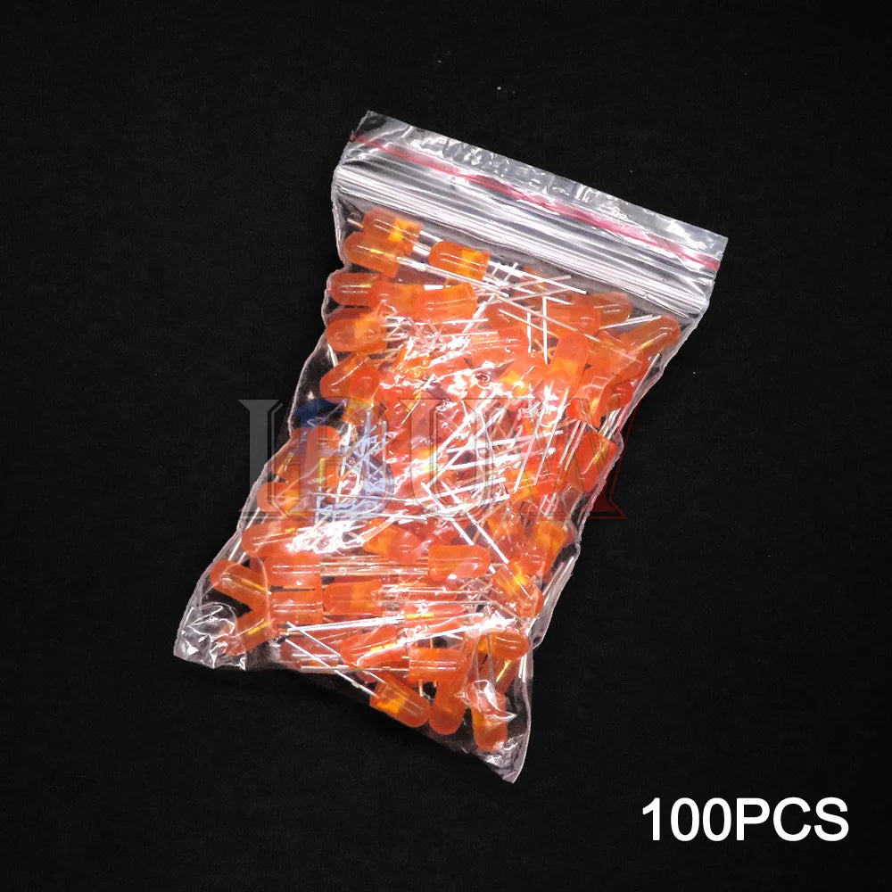100PCS/LOT 5mm LED Diode F5 Assorted Kit IBUW White Green Red Blue Yellow Orange Pink Purple Warm White DIY Light Emitting Diode
